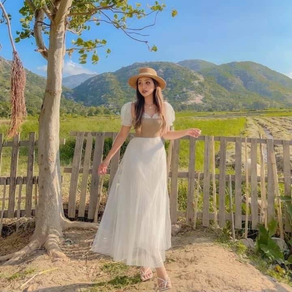 Tulle ankle length dress with halter neck tie ❌SOLD❌